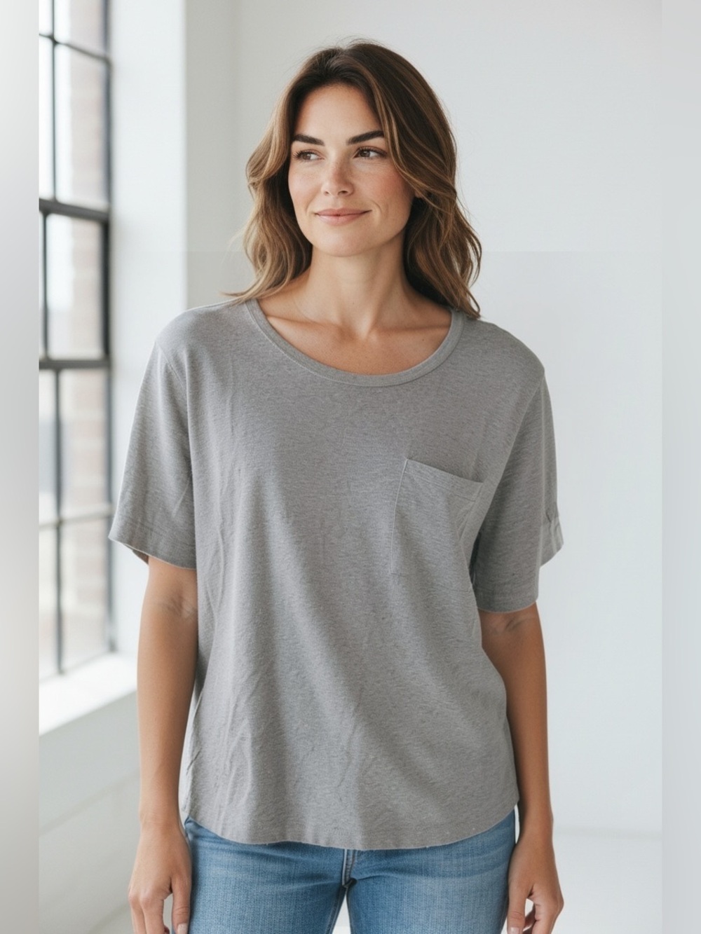 Wilfred Heather Gray Short Sleeve Pocket Tee